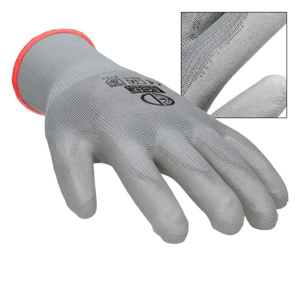 ECD-12 Germany pari PU-työkäsineitä, koko 7-S, Gray, mekaanikko käsineet kokoonpano käsineet nylon puutarha, Rakennusliitto, mekaanikko käsineet