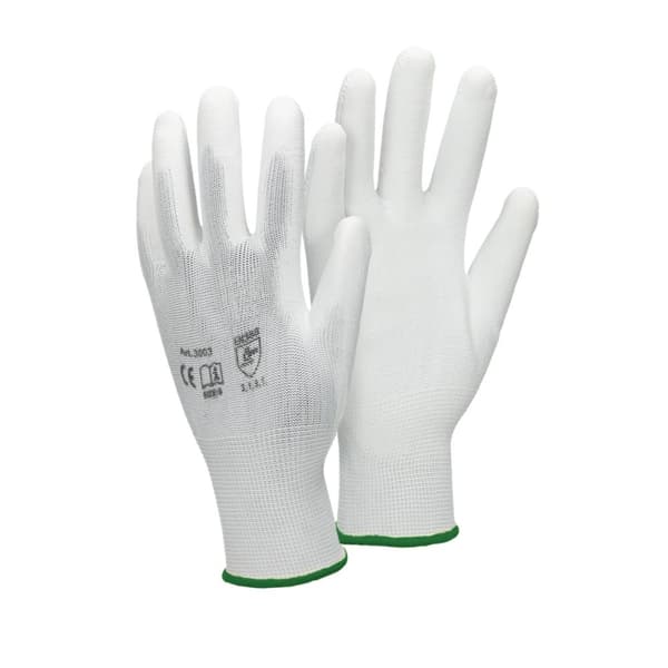 ECD Germany 1 par PU arbetshandskar, storlek 11-XXL, färg vita, mekanik handskar, arbetshandskar Nylon trädgård, Byggföretag, mekanik handskar