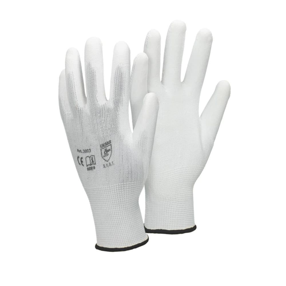 ECD Germany 240 par PU arbejdshandsker, størrelse 10 XL, farve hvid, mekanik handsker, arbejdshandsker Nylon Have, Builders, mekanik handsker