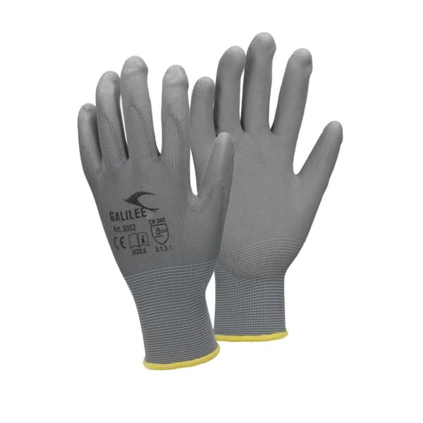 ECD Germany 48 par PU arbejdshandsker, størrelse 8-M, farve grå, mekanik handsker, arbejdshandsker Nylon Have, Builders, mekanik handsker