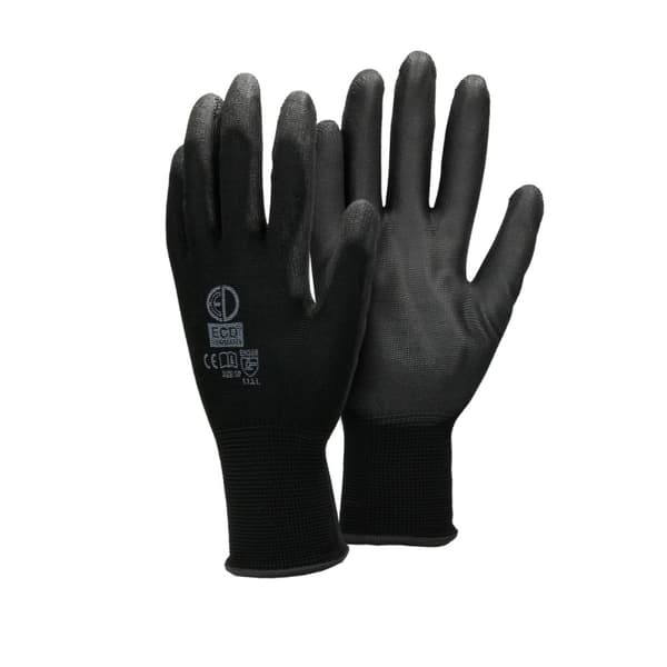 ECD Germany 1 par PU arbejdshandsker, størrelse 10 XL, farve sort, mekanik handsker, arbejdshandsker Nylon Have, Builders, mekanik handsker