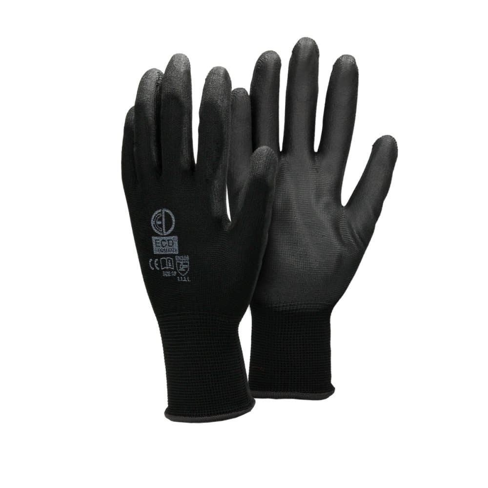 ECD Germany 60 par PU arbejdshandsker, størrelse 10 XL, farve sort, mekanik handsker, arbejdshandsker Nylon Have, Builders, mekanik handsker