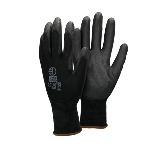 ECD Germany 60 par PU arbejde handsker, størrelse 9-L, farve Sort, mekanik handsker, arbejdshandsker Nylon Have, Builders, mekanik handsker