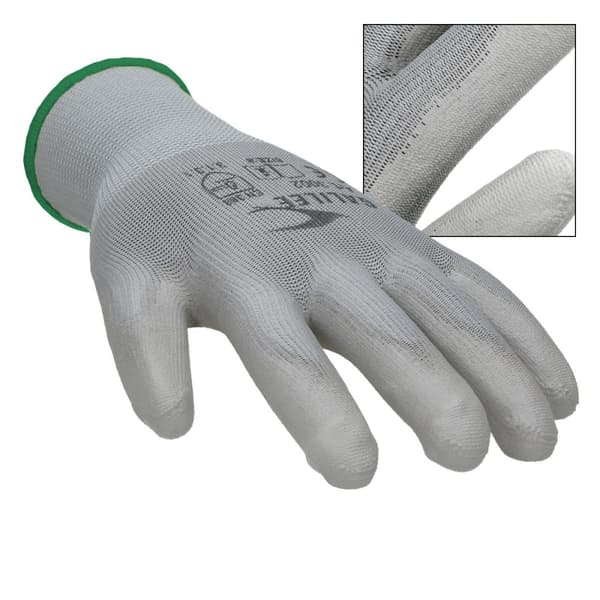 ECD Germany 144 par PU arbejdshandsker, størrelse 11-XXL, farve grå, mekanik handsker, arbejdshandsker Nylon Have, Builders, mekanik handsker