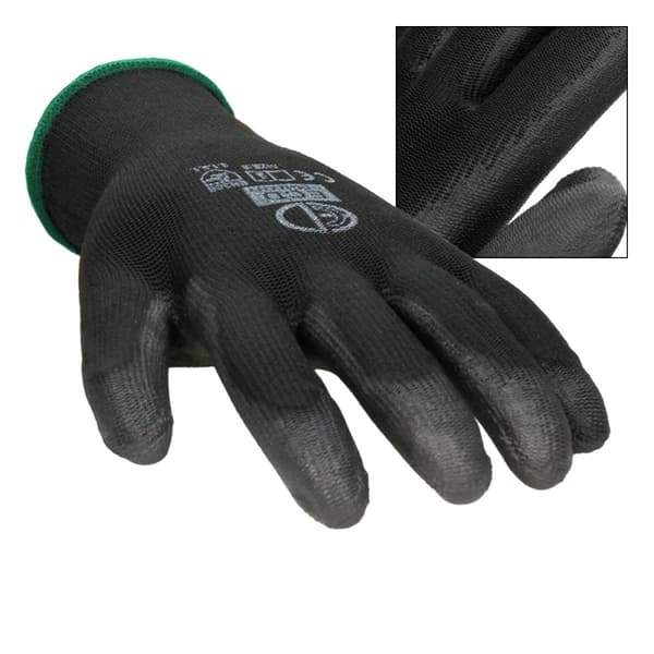 ECD Germany 144 par PU arbejdshandsker, størrelse 11-XXL, Farve Sort, mekanik handsker, arbejdshandsker Nylon Have, Builders, mekanik handsker