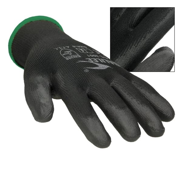 ECD Germany 1 par PU arbejdshandsker, størrelse 11-XXL, Farve Sort, mekanik handsker, arbejdshandsker Nylon Have, Builders, mekanik handsker