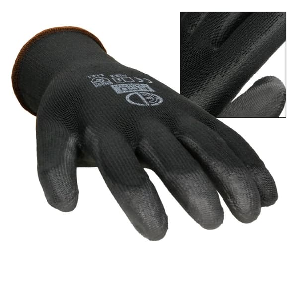 ECD-120 Germany pari PU-työkäsineitä, koko 9-L, väri musta, mekaanikko käsineet kokoonpano käsineet nylon puutarha, Rakennusliitto, mekaanikko
