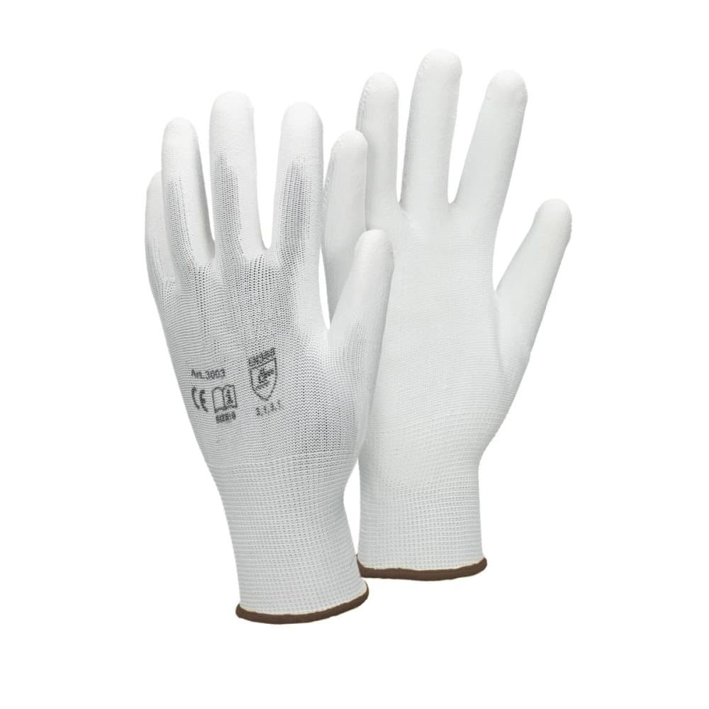 ECD Germany 240 par PU arbejdshandsker, størrelse 9-L, farve hvid, mekanik handsker, arbejdshandsker Nylon Have, Builders, mekanik handsker