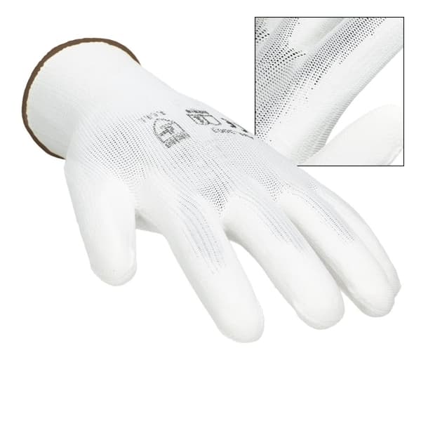 ECD Germany 24 par PU arbejdshandsker, størrelse 9-L, farve hvid, mekanik handsker, arbejdshandsker Nylon Have, Builders, mekanik handsker