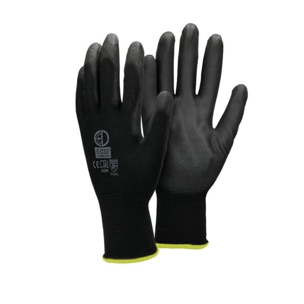 ECD Germany 240 par PU arbejdshandsker, størrelse 8-M, farve sort, mekanik handsker, arbejdshandsker Nylon Have, Builders, mekanik handsker