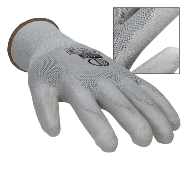ECD Germany 60 par PU arbejdshandsker, størrelse 9-L, farve grå, mekanik handsker, arbejdshandsker Nylon Have, Builders, mekanik handsker
