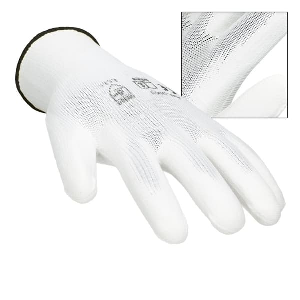ECD Germany 1 par PU arbejdshandsker, størrelse 10 XL, farve hvid, mekanik handsker, arbejdshandsker Nylon Have, Builders, mekanik handsker