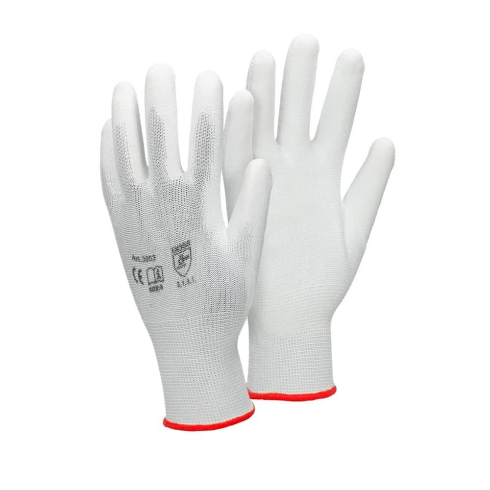 ECD Germany 240 par PU arbejdshandsker, størrelse 7-S, Farve Hvid, mekanik handsker, arbejdshandsker Nylon Have, Builders, mekanik handsker