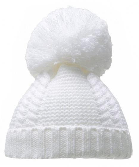 baby mössa med pompon junior akryl vit storlek M