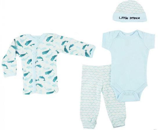 klädset Whale boys polyester vit/blå 5-del