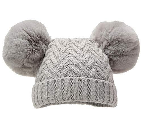 baby mössa pomponger Chevron akryl vit storlek M