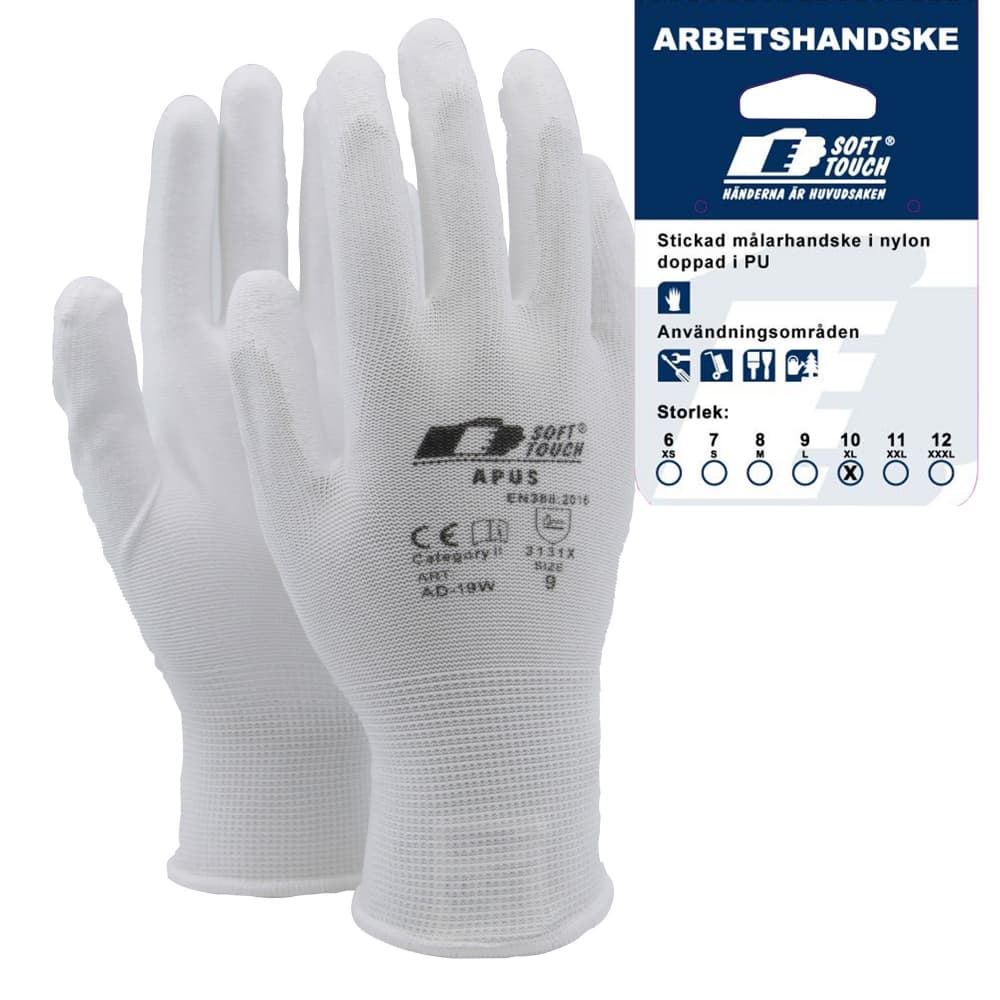 Soft Touch® Apus vit butiksförpackad AD-19WHR Stickade handskar