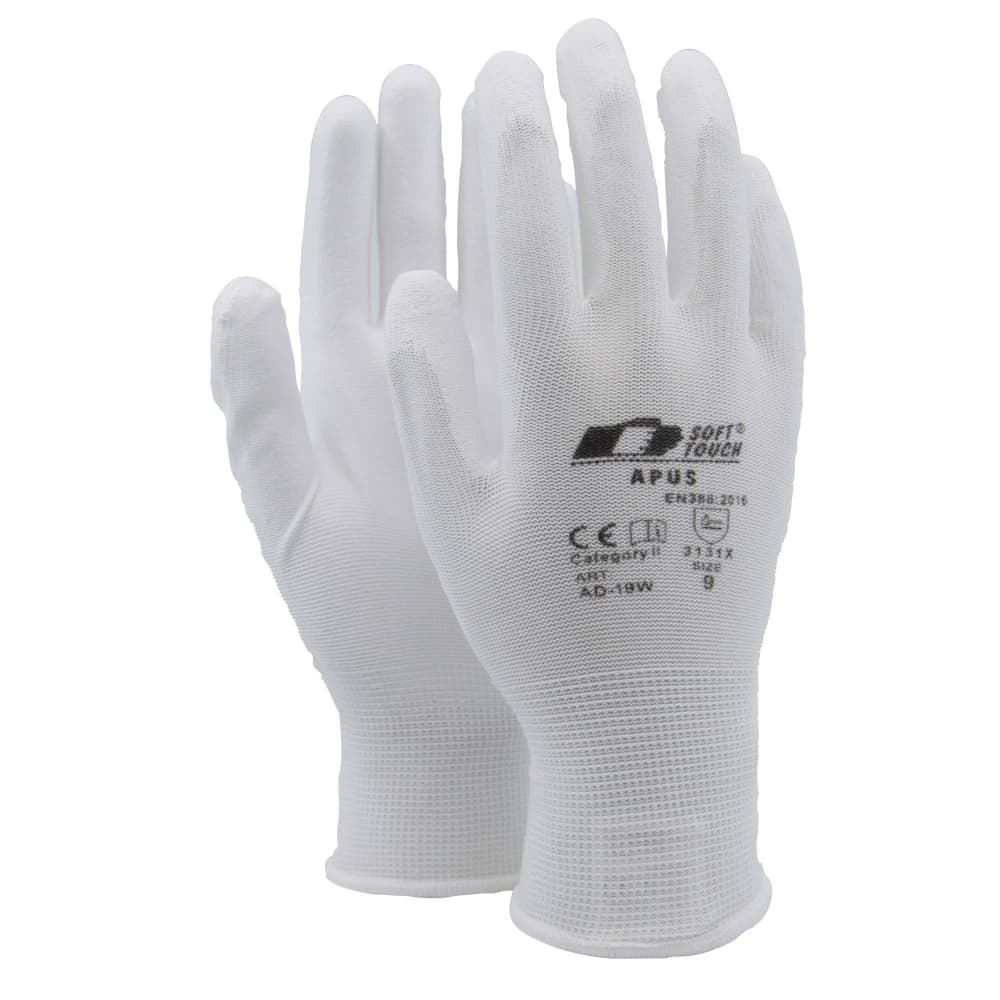 Soft Touch® Apus vit AD-19W Stickade handskar