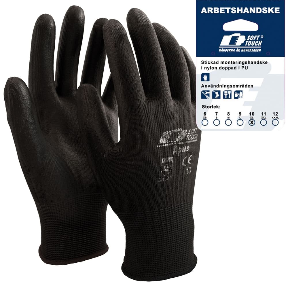 Soft Touch® Apus svart butiksförpackad AD-19HR Stickade handskar