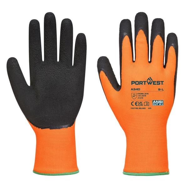 Portwest A340 Hi-Vis latexhandsker med greb