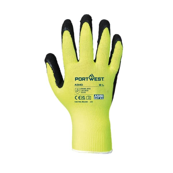 Portwest A340 Hi-Vis latexhandsker med greb