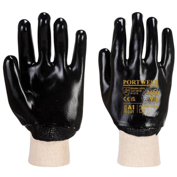 Portwest Unisex Adult A400 Knitted Cuff PVC Safety Gloves