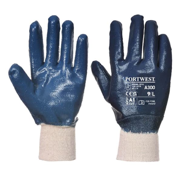 Portwest Unisex A300 strikkede nitril sikkerhedshandsker til voksne A300 med strikket manchet Navy M