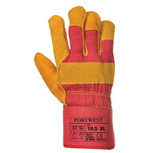 Portwest Unisex A225 Fleeceforede læderhandsker til Riggerhandsker til voksne