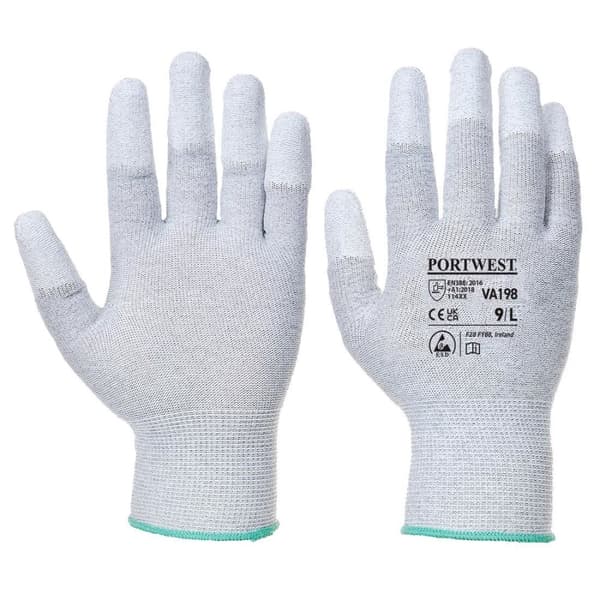 Portwest Unisex Adult VA198 PU Fingertip Grip Gloves Grey XXL