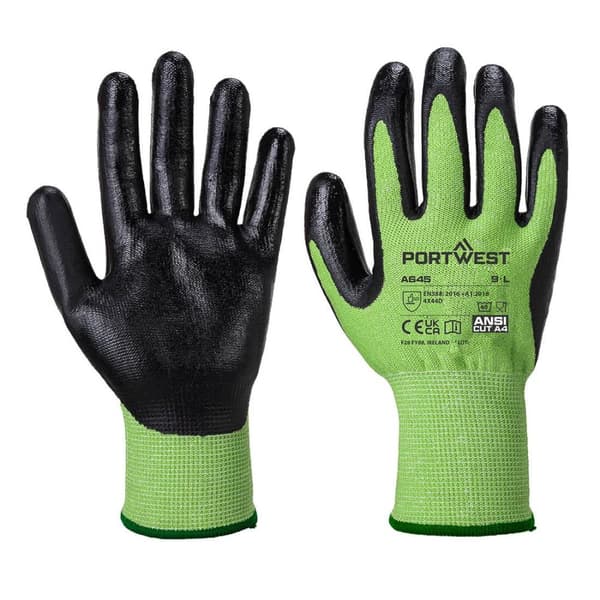 Portwest Unisex A645 sikkerhedshandsker i nitrilskum til voksne A645 Green/Black XL