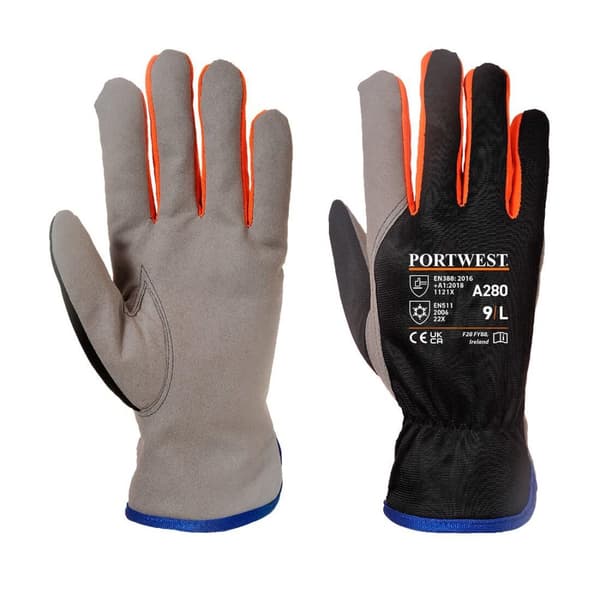 Portwest Unisex Adult A280 Winter Gloves Black/Orange M