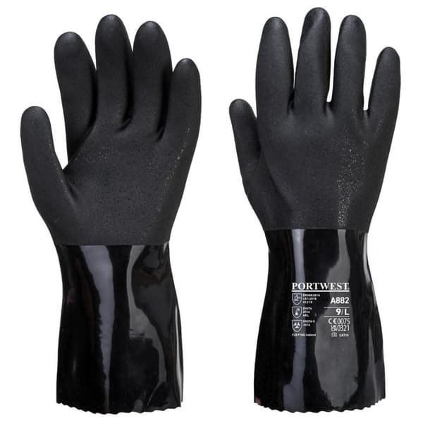 Portwest Unisex voksen A882 PVC kemikaliehandske til voksne Black M