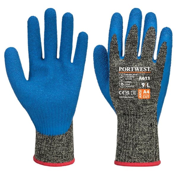 Portwest Unisex Adult Cut Resistant Liner Gloves Black/Blue XL