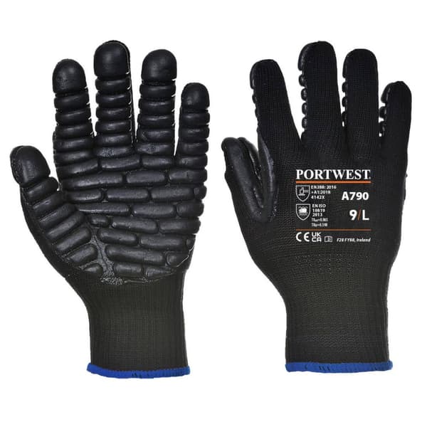 Portwest Unisex Adult A790 Anti-Vibration Gloves Black M