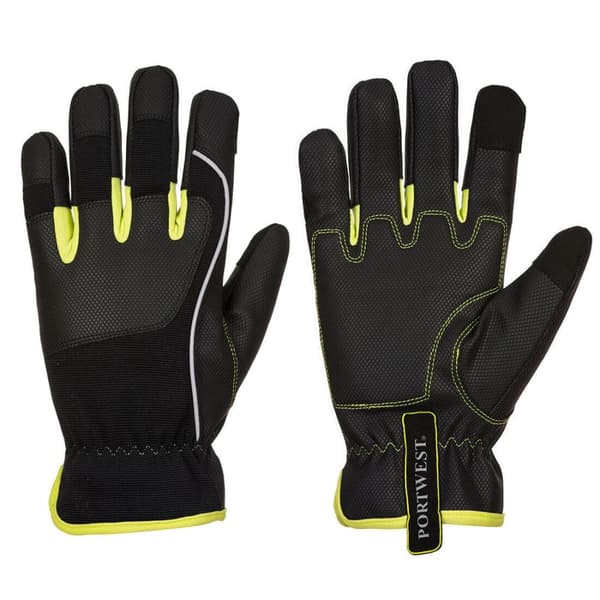 Portwest Unisex handsker til voksne håndværkere Black/Yellow S