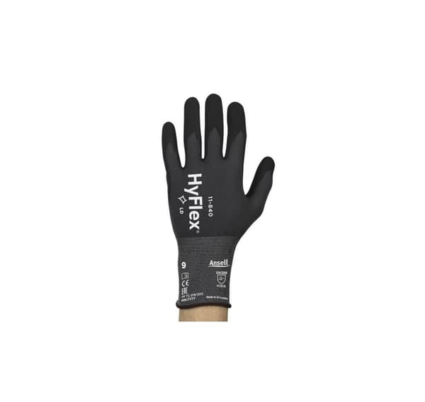 Sikkerhedshandsker Ansell HyFlex 11-840, str. 7. Nylon, spandex. Skum nitril håndflade dyppet.