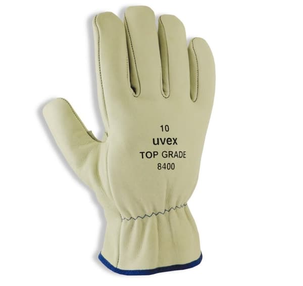 Handsker Uvex Top Grade 8400, læder, rynket manchet, str. 10