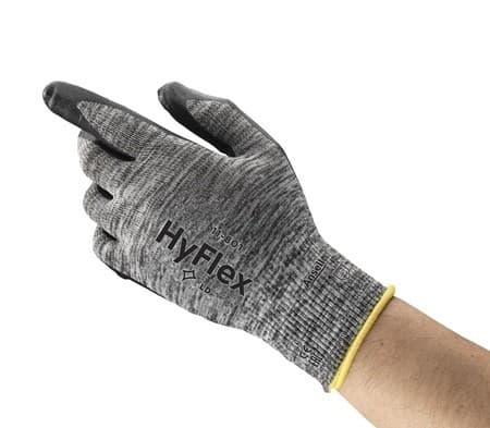 Sæt med 5 produkter. Sikkerhedshandsker Ansell HyFlex 11-801, nylon, skumnitril med håndflade dyppet, detailpakning, størrelse 9