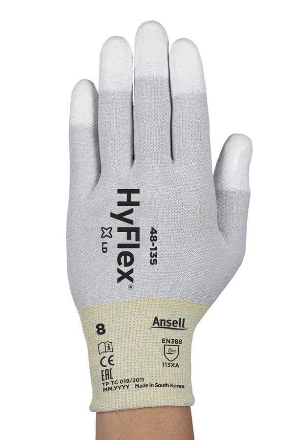 Sæt med 5 produkter. Sikkerhedshandsker Ansell HyFlex® 48-135, størrelse 7