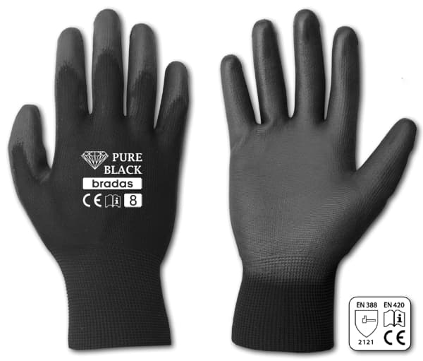24 tuotteen paketti. Gloves PURE BLACK PU, size 10