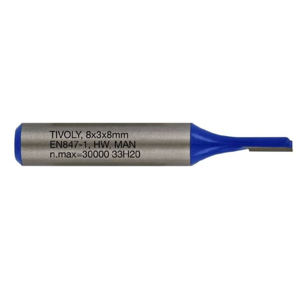 Rett sporkutter, 3x8 mm, 8 mm skaft
