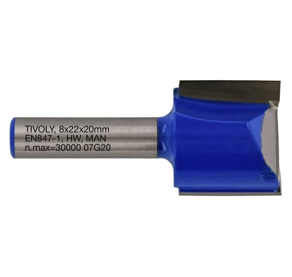Straight slot cutter, 22x8 mm, 8mm shank