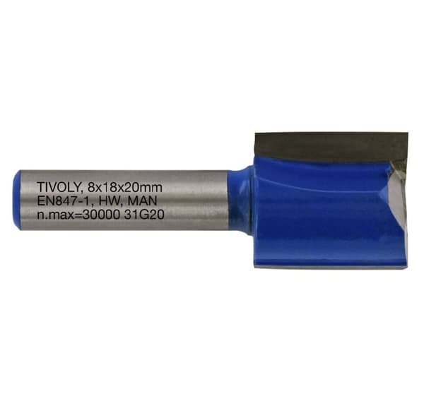 Rett sporkutter, 18x8 mm, 8 mm skaft