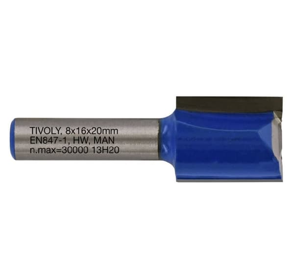 Straight slot cutter, 16x8 mm, 8mm shank