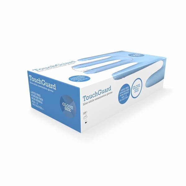 Touchguard - AMZNBRGB35LA - Blåa engångshandskar av nitril, puderfria och latexfria, kartong med 100 st, storlek L