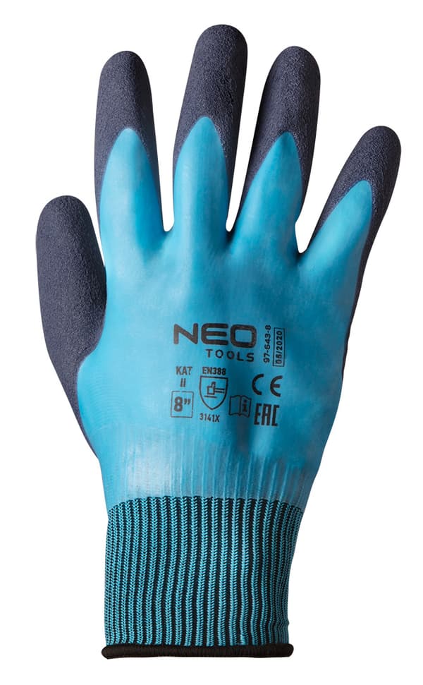 Arbetshandskar, latexbelagd polyester (2 lager), 3141X, storlek 8