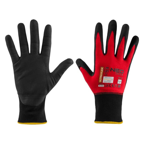 Ultraflex arbejdshandsker, nylon-spandex, poly-nitril (skum) belægning, 4131X, størrelse 10