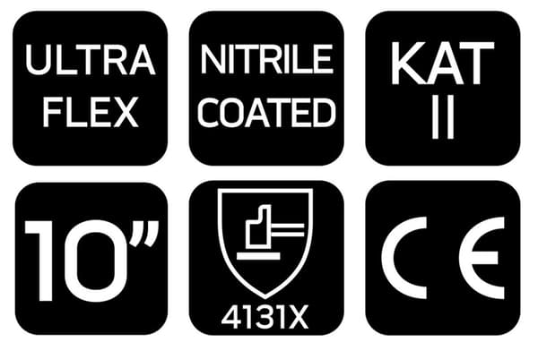 Ultraflex arbejdshandsker, nylon-spandex, poly-nitril (skum) belægning, 4131X, størrelse 10