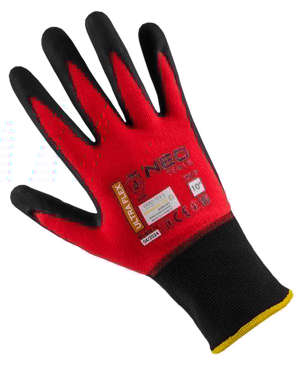 Ultraflex arbejdshandsker, nylon-spandex, poly-nitril (skum) belægning, 4131X, størrelse 10