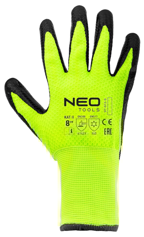 Isolerede arbejdshandsker, latexbelagt nylon, 4142X, str. 9
